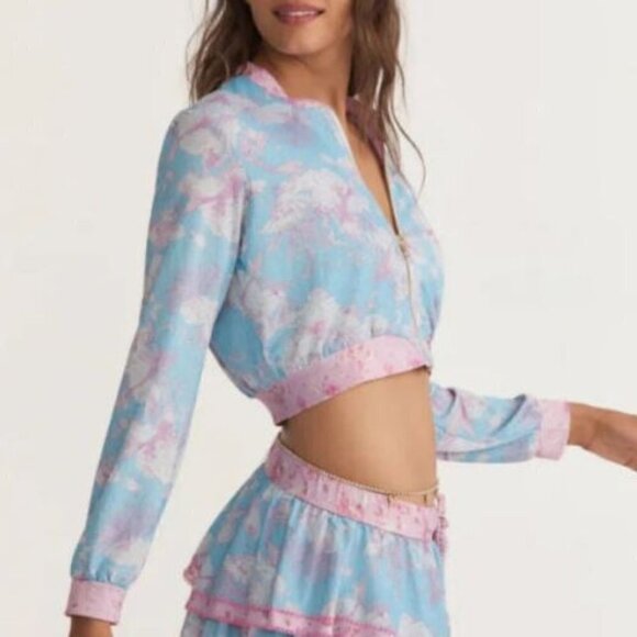 LoveShackFancy X Hurley NWT "Under the Sea" Lurex Mermaid Bomber Jacket Large - Picture 3 of 16